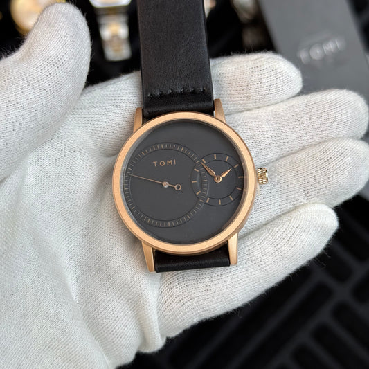 TOMI Dual Time Men Luxury Leather Strap Watch