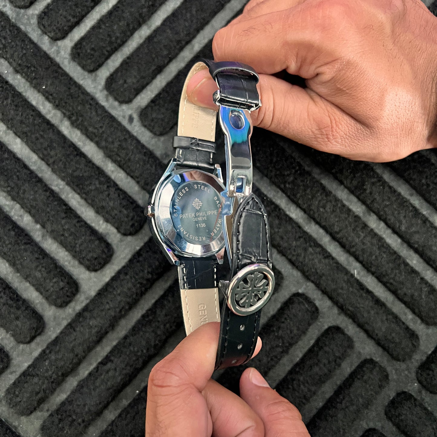 Patek Philippe -Geneve Belt - Silver Black Gray